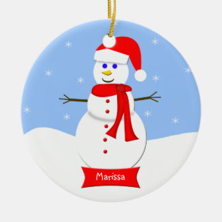 Monogrammed Snowman Kerstversiering Keramisch Ornament