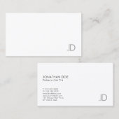 Monogrammed Sophisticated Modern Sleek Plain Visitekaartje (Voorkant / Achterkant)