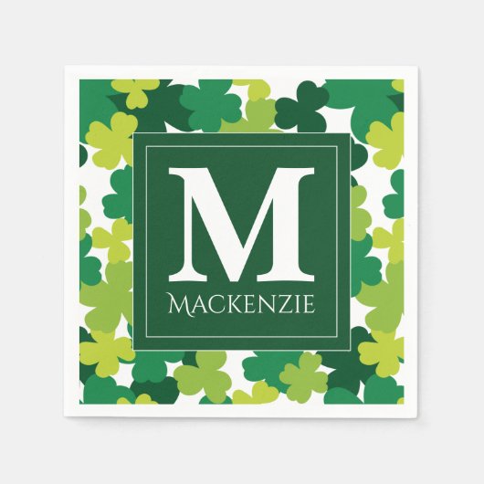 Monogrammed St. Patrick's Day Shamrocks Servet (Voorkant)