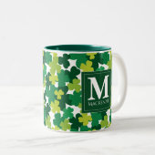 Monogrammed St. Patrick's Day with Irish Blessing Tweekleurige Koffiemok (Voorkant rechts)