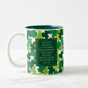 Monogrammed St. Patrick's Day with Irish Blessing Tweekleurige Koffiemok