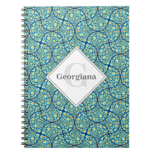 Monogrammed Sterrennacht op Zee Doodle Ogee Notitieboek (Voorkant)