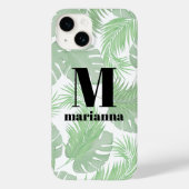 Monogrammed Stijlvol Initiaal Trendy Palm Leaves Case-Mate iPhone Case (Achterkant)