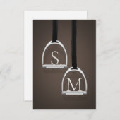 Monogrammed Stirrup Irons Dark Brown Equestrian Bedankkaart (Voorkant / Achterkant)