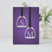 Monogrammed Stirrup Irons Dark Paarse Equestrian Bedankkaart (Staand voorkant)