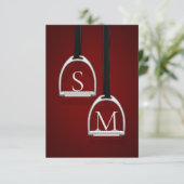 Monogrammed Stirrup Irons Dark Red Equestrian Bedankkaart (Staand voorkant)