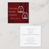 Monogrammed Stirrup Irons Dark Red Equestrian Vierkante Visitekaartje (Voorkant / Achterkant)