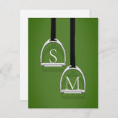 Monogrammed Stirrup Irons Grass Green Equestrian Notitiekaartje (Voorkant / Achterkant)