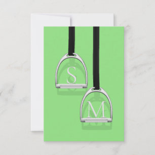 Monogrammed Stirrup Irons Lime Green Equestrian Bedankkaart