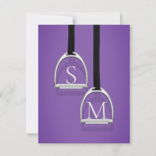 Monogrammed Stirrup Irons Paarse Equestrian Notitiekaartje