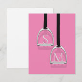 Monogrammed Stirrup Irons Pink Equestrian Notitiekaartje (Voorkant / Achterkant)
