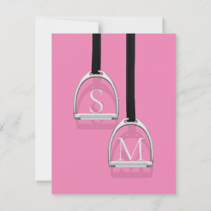 Monogrammed Stirrup Irons Pink Equestrian Notitiekaartje