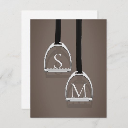 Monogrammed Stirrup Irons Sepia Brown Equestrian Notitiekaartje (Voorkant / Achterkant)