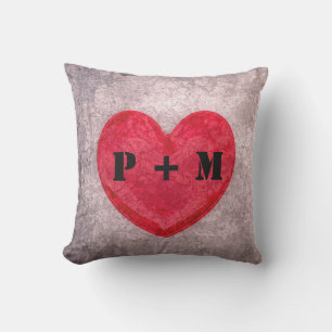 Monogrammed Stonewashed Heart Buitenkussen