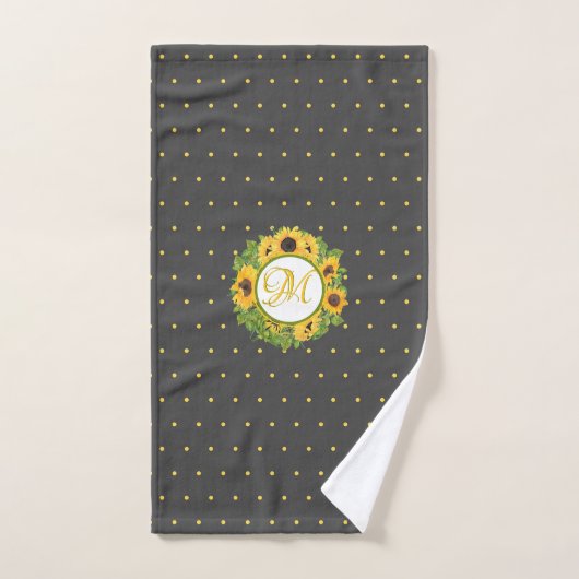 Monogrammed Sunflower Pattern Decorative Bad Handdoek (Handdoek)