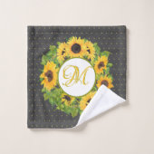 Monogrammed Sunflower Pattern Decorative Bad Handdoek (Wasdoekje)
