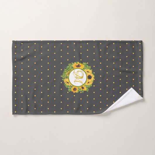 Monogrammed Sunflower Pattern Decorative Bad Handdoek (Handdoek)