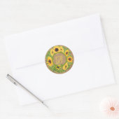 Monogrammed Sunflower Pattern Decorative Ronde Sticker (Envelop)