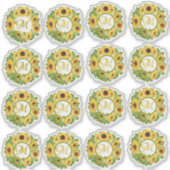 Monogrammed Sunflower Pattern Decorative Sticker (Voorkant)
