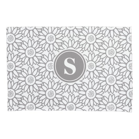 Monogrammed Sunflower Pattern Kussensloop (Voorkant)