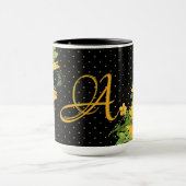 Monogrammed Sunflower Yellow Grey Decor Mok (Midden)