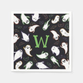 Monogrammed Swooping Ghosts & Bats Halloween Party Servet (Voorkant)