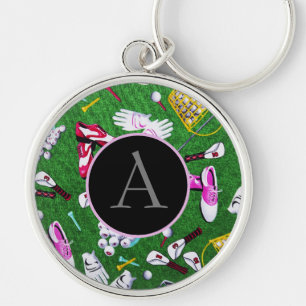 Monogrammed T-shirt Time Girly Golf Sleutelhanger