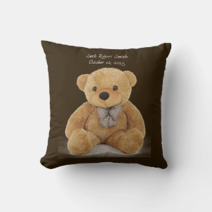 Monogrammed teddybeer omkeerbare worp Kussen