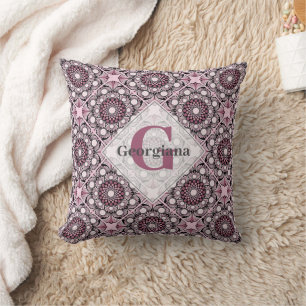 Monogrammed Tegel Dusky Roos Cherry Blossom Mandal Kussen