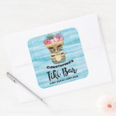Monogrammed Tiki Bar Vierkante Sticker (Envelop)