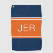 Monogrammed Top Golfer Stylish Modern Blue Oranje Golfhanddoek (Voorkant)