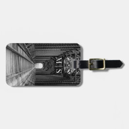 Monogrammed Trestle Bridge in zwart-wit Bagagelabel