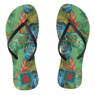 Monogrammed Tropical Floral Teenslippers
