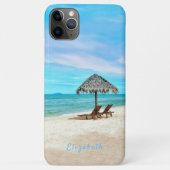 Monogrammed Tropical Ocean Beach Landscape Case-Mate iPhone Case (Achterkant)
