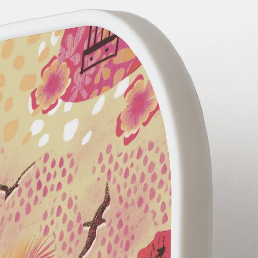 Monogrammed Tropical Paradise Pink Pickleball Paddle (Links Detail)