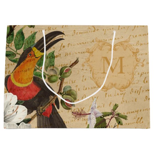 Monogrammed Tropical Toucan Groot Cadeauzakje (Voorkant)