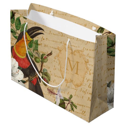 Monogrammed Tropical Toucan Groot Cadeauzakje (Achterkant Gekanteld)