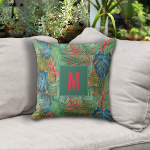 Monogrammed Tropische Floral op de Druk van de Wic Buitenkussen