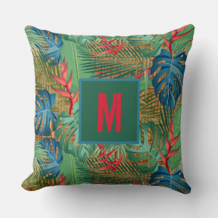 Monogrammed Tropische Floral op de Druk van de Wic Kussen