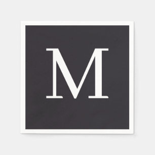 Monogrammed Trouwservet Zwart & Wit Ontwerp Servet