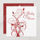 Monogrammed uitnodiging voor het rode en witte vie (Voorkant / Achterkant)