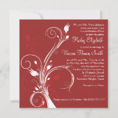 Monogrammed uitnodiging voor het rode en witte vie (Achterkant)