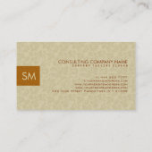 Monogrammed Vette Moderne Beige & Bruine Damasks Visitekaartje (Achterkant)