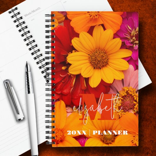 Monogrammed Vibrant Daisies Planner
