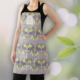 Monogrammed Vintage Purple Floral Apron  Schort