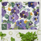 Monogrammed Violet Flowers Bloemen Plantaardig Theedoek (Gevouwen)