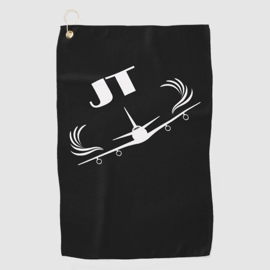 Monogrammed, Vliegtuig Vliegen, Eenvoudig, Minimal Golfhanddoek (Voorkant)