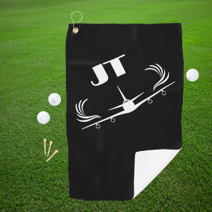 Monogrammed, Vliegtuig Vliegen, Eenvoudig, Minimal Golfhanddoek