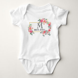 Monogrammed vrouw gepersonaliseerde naam baby meis romper