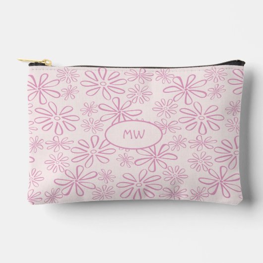 Monogrammed Vrouwelijk Roze Blush Bloempatroon Etui (Voorkant)